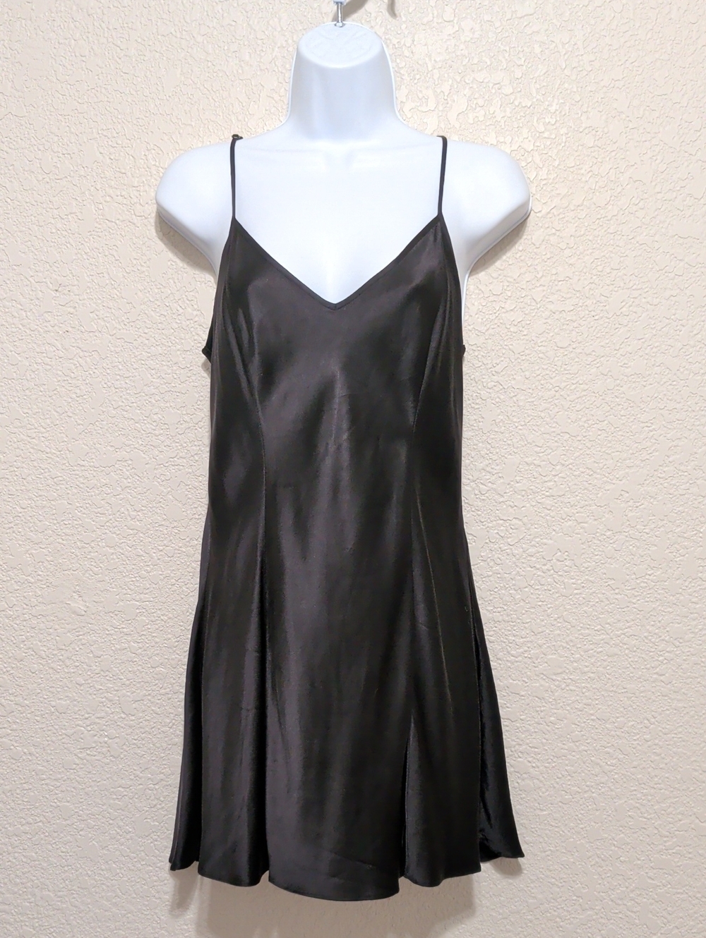 Victoria's Secret black silk sleeveless v neck mini slip dress